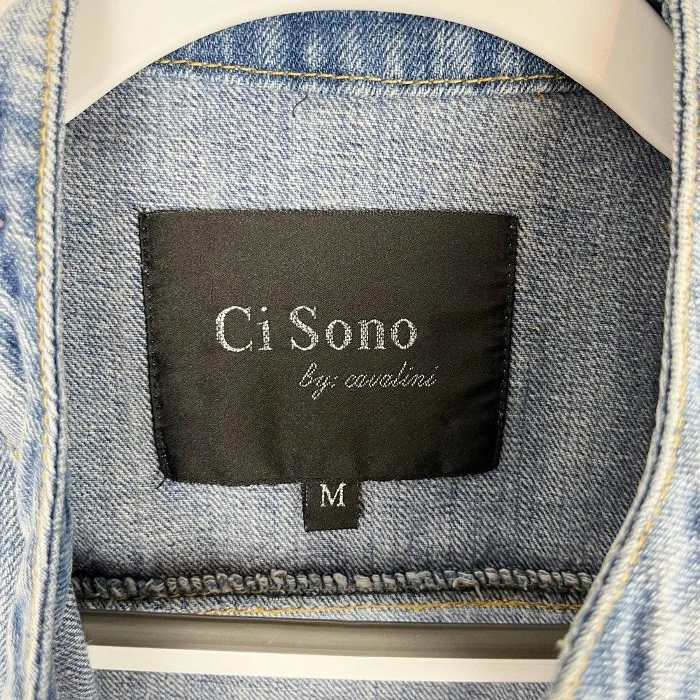 Womens Denim Jean Jacket M Braided Detail Boho Chic Y2K Revival Indie Sleaze - Picture 6 of 11